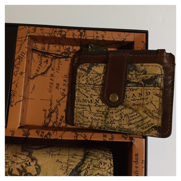 Patricia Nash LOCRI Map Print LEATHER crossbody / over shoulder purse & wallet - Picture 8 of 16